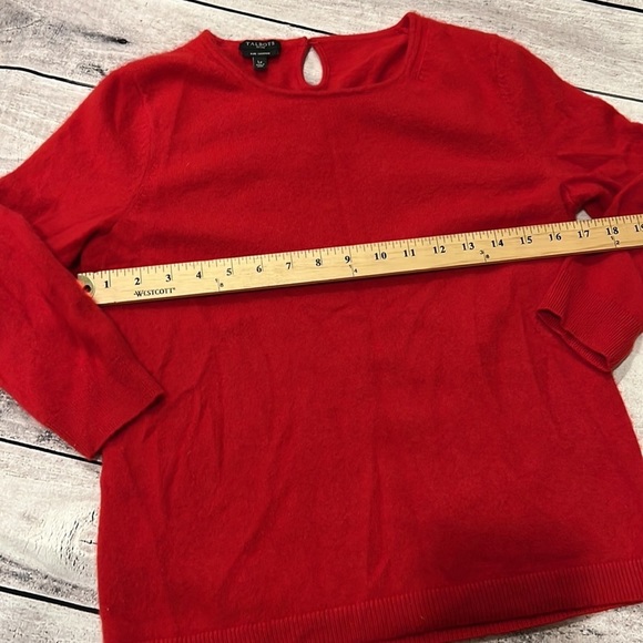Talbots Pure Cashmere Red Holiday Sweater with Keyhole Button Back Sz Lp - Picture 4 of 5